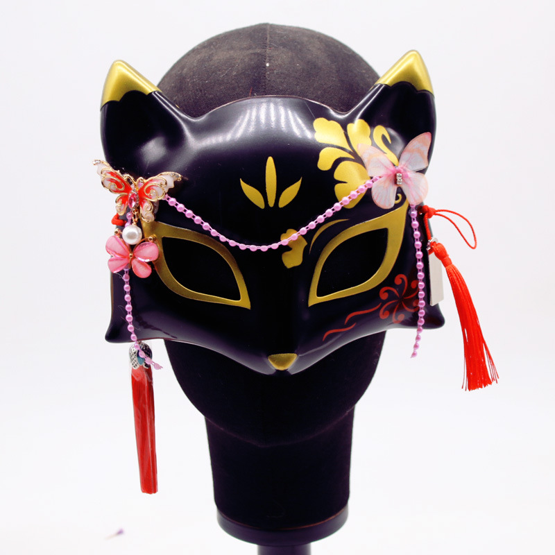 Hand Painted Japanese Hefeng Fox Mask Half Face — foto 4
