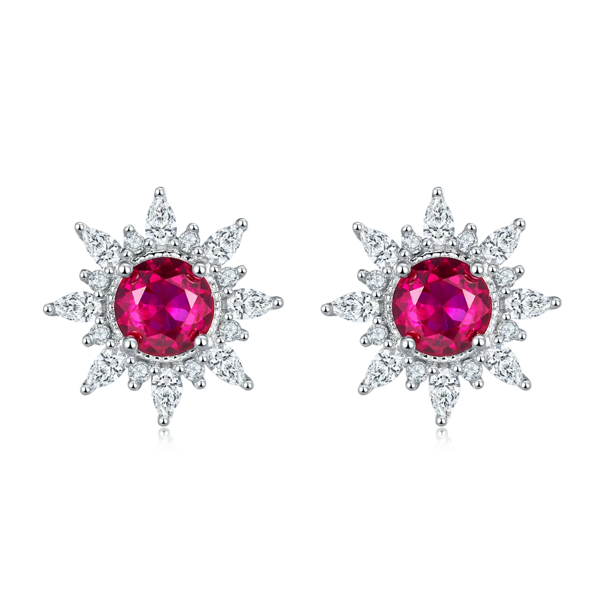 S925 Silver 2.6g Star Design Lab-Created Ruby