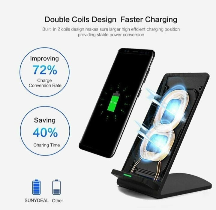 Qi Wireless Fast Charger Charging Pad Stand Dock 6