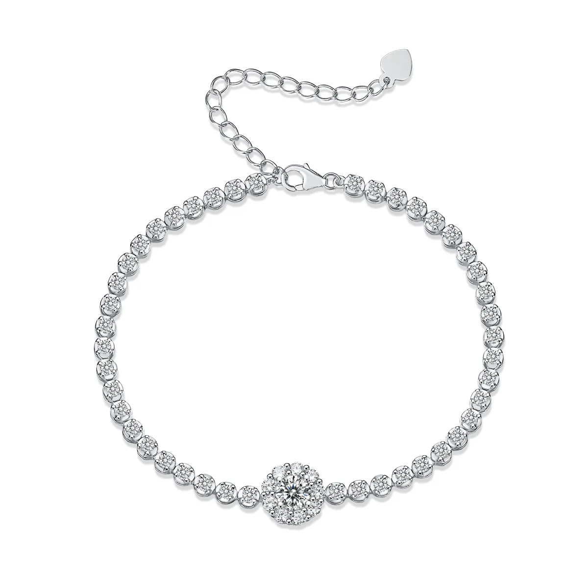 S925 Silver 7.4g Moissanite Tennis Bracelet, 0.5ct