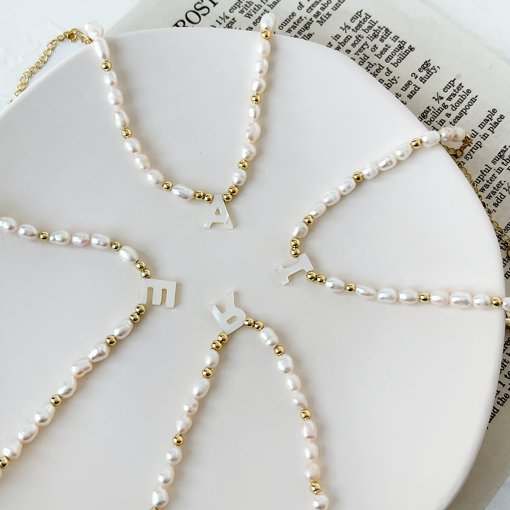 Fashion Pearl Alphabet Pendant Bracelet