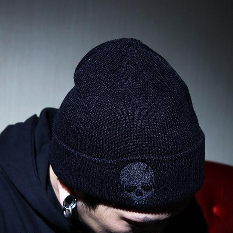 Woolen Hat Punk Embroidered Skull Personality Hip Hop Knitted Hat