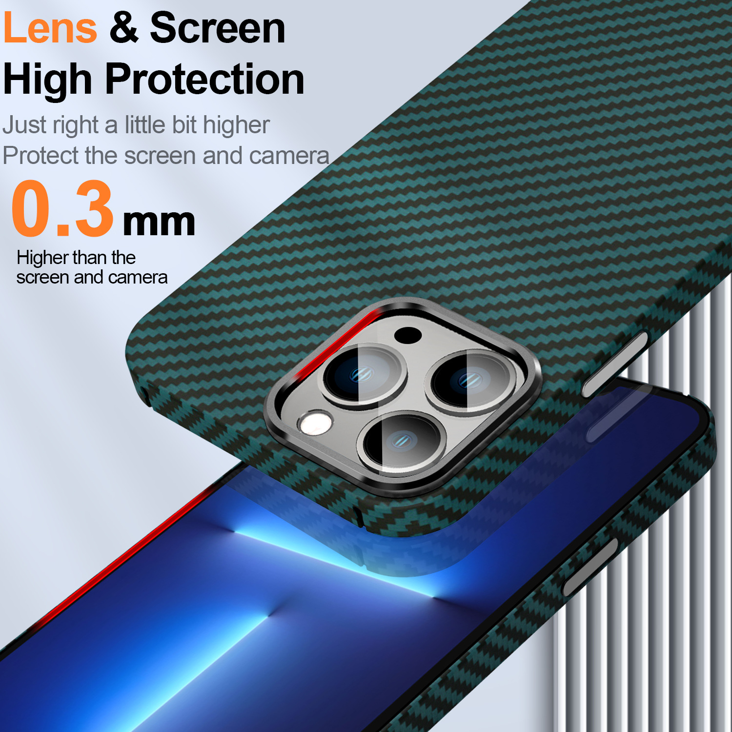 Kevlar Aramid Carbon Fiber Ultra-thin Metal Ring Mobile Phone Case
