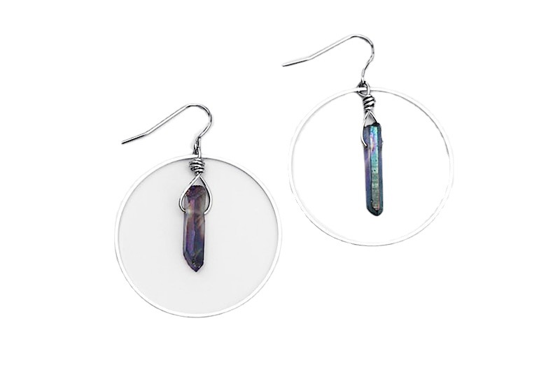 Asymmetrical Hexagonal Column Circle Jewelry Earrings