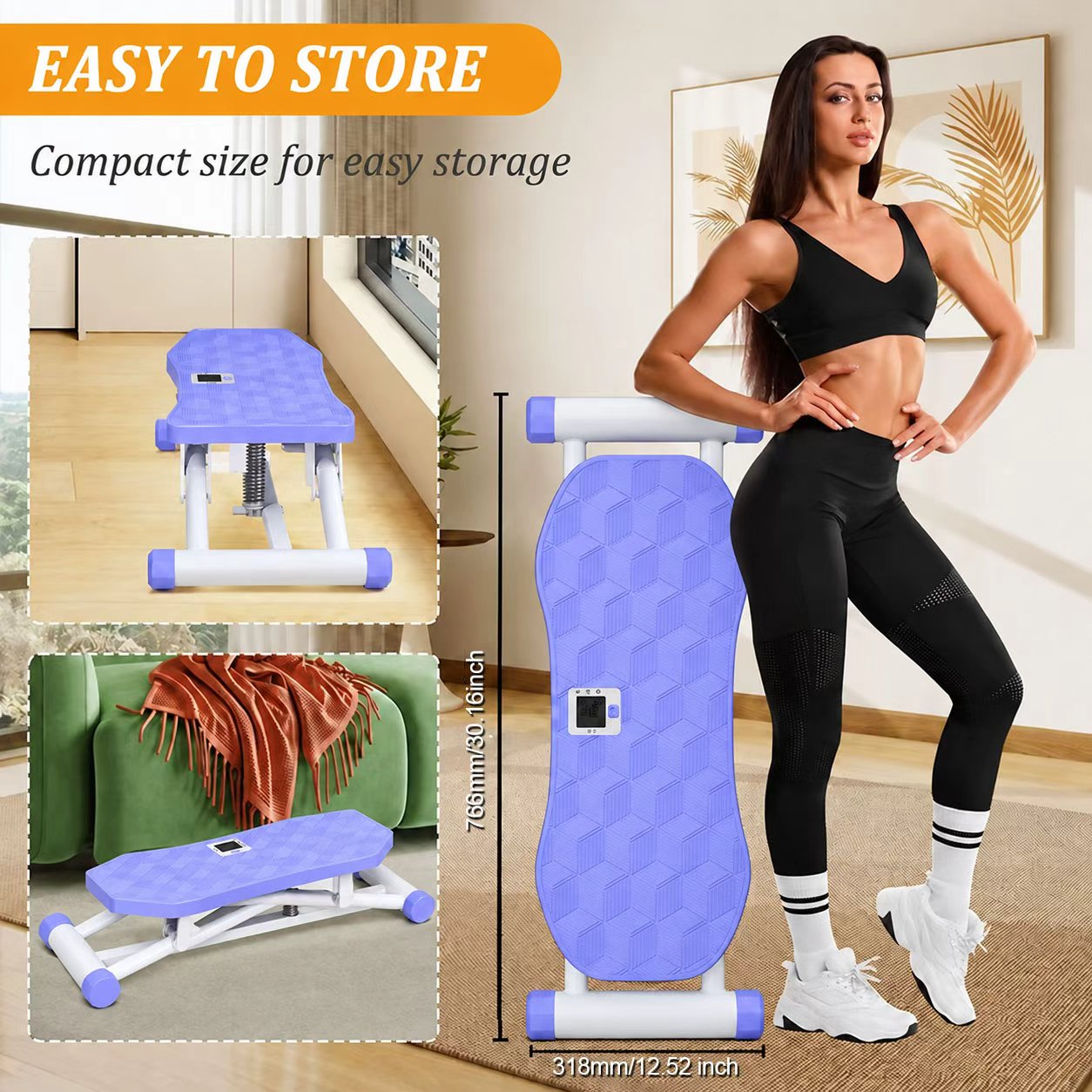 Portable Ski Balance Board With Resistance Bands & LCD Display, Rocking Stepper — image 3