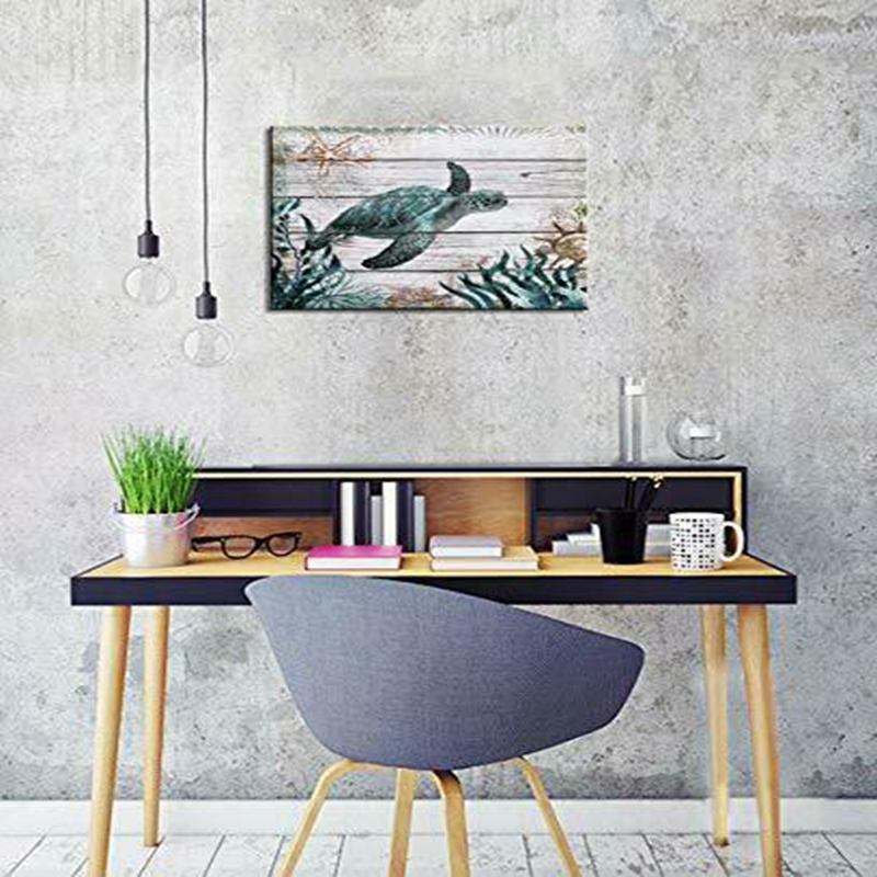 HD Printing Bathroom Wall Decoration, Ocean Art Green Turtle