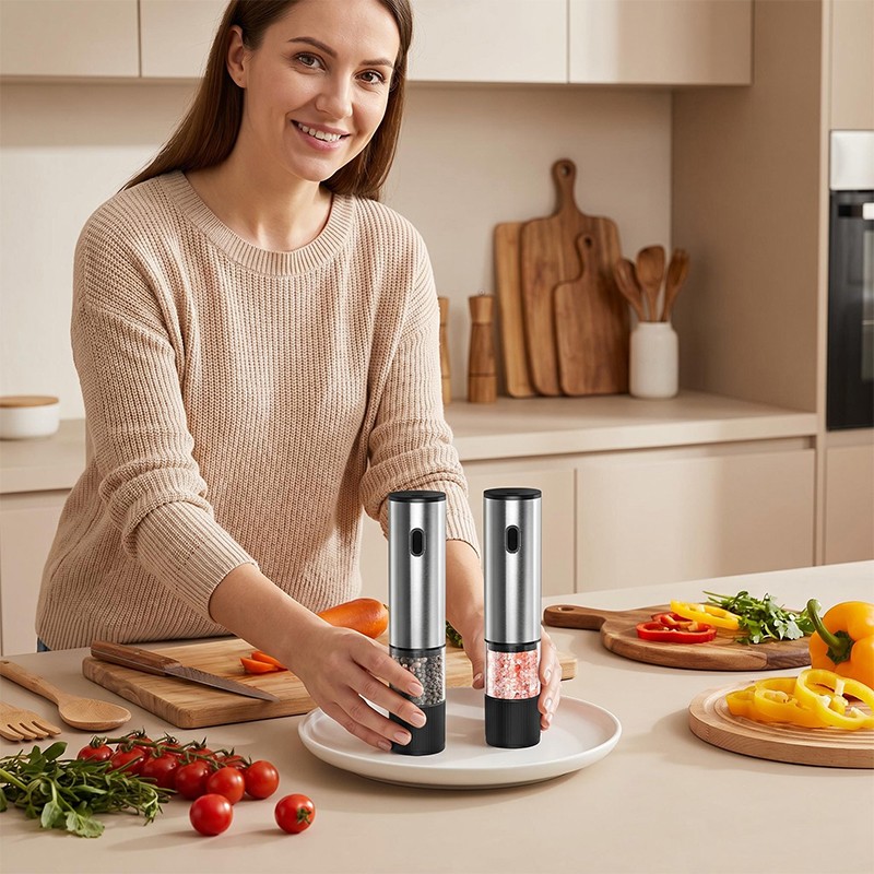 2PCS Electric Salt And Pepper Grinder Auto Mill Shaker Adjustable Coarseness V — image 3