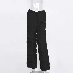 Summer Women's High Waist Trousers Loose - Black - View 1