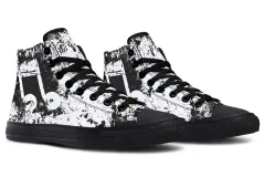 Men's And Women's Fashion Colour Printing High-top Canvas Shoes - Black - View 1