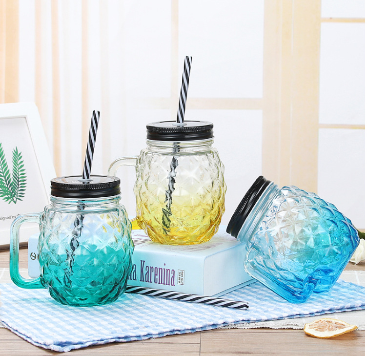 Title 2, Water cup pineapple cup glass mason jar glass b...