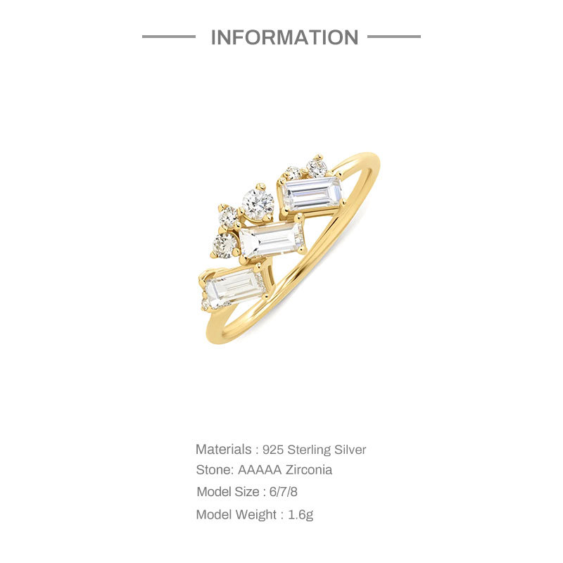 Title 1, S925 Sterling Silver Light Luxury Diamond Cryst...