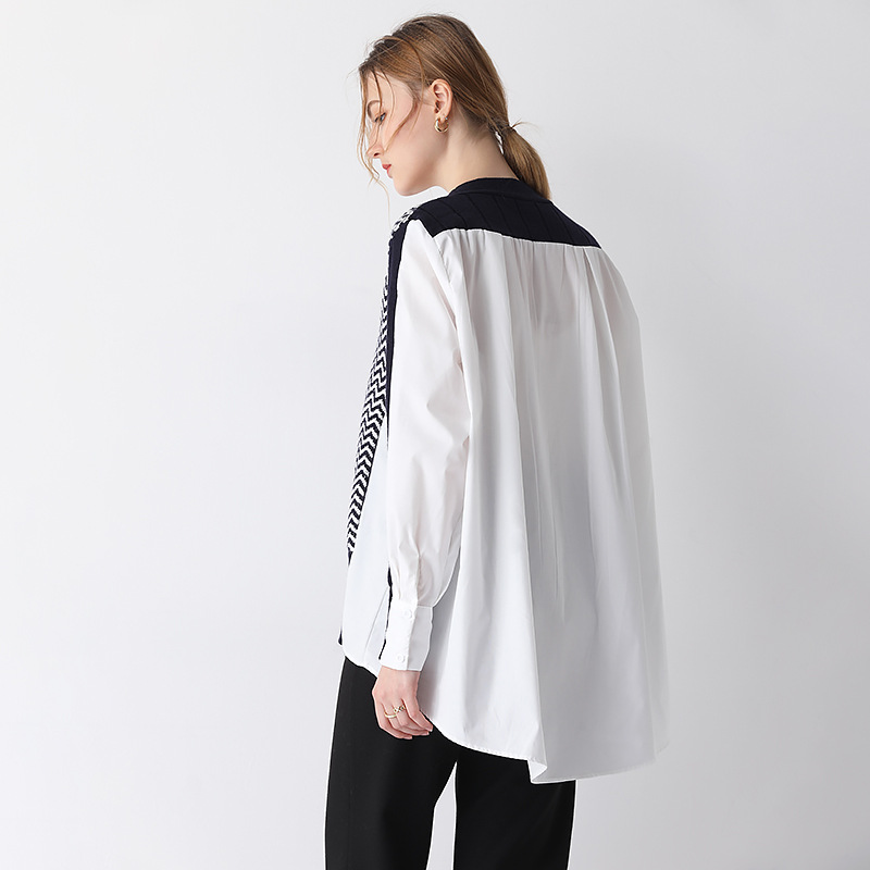 Outer Cardigan Women's Mid-length Knitted Stitching Jacket