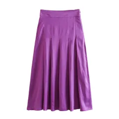 Long Sleeve Tie-dyed Loose Shirt Silk Satin Pleated Suit Women - Half Skirt-Xs - View 1