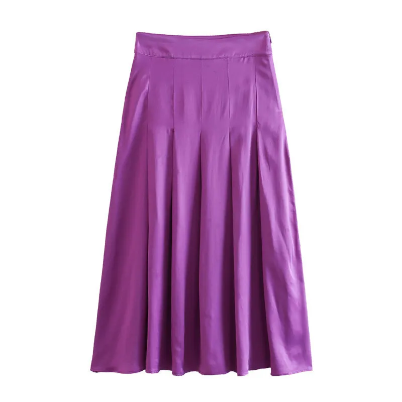 Long Sleeve Tie-dyed Loose Shirt Silk Satin Pleated Suit Women - Half Skirt-Xs