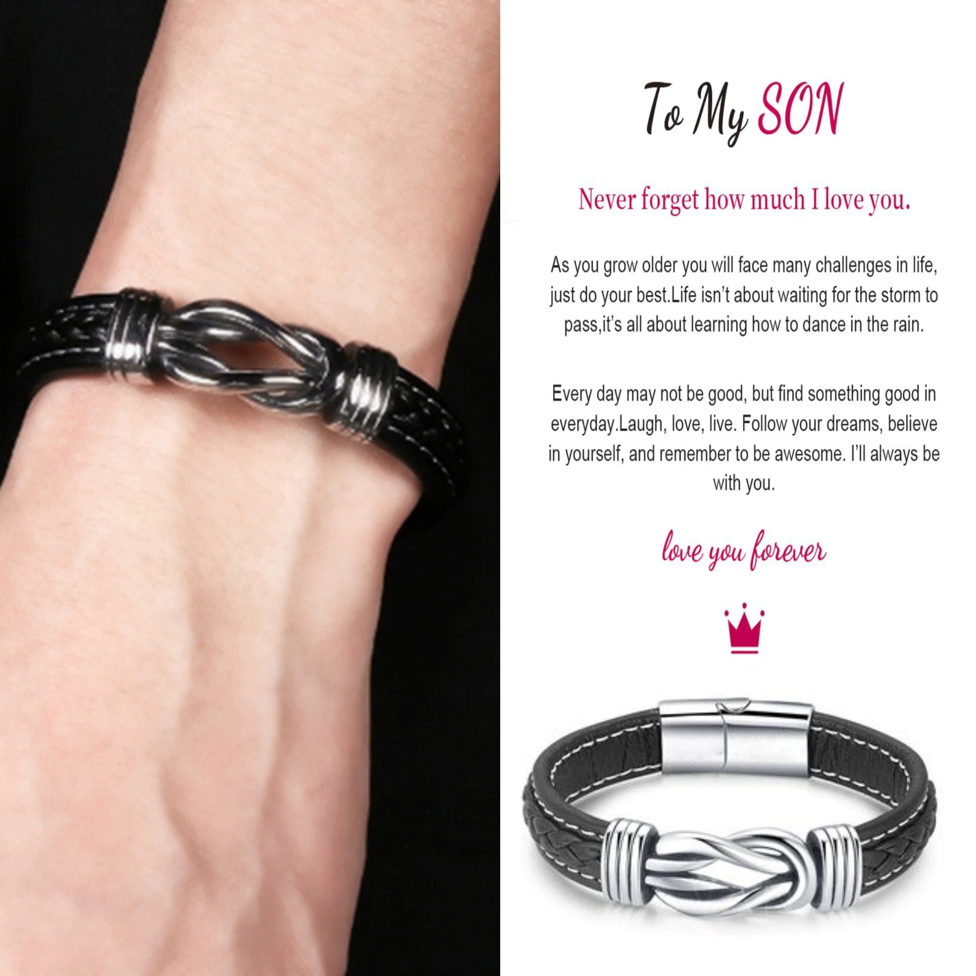 on Forever Linked Together Braided Leather Bracelet
