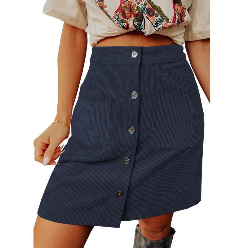 Women's High Waist Versatile Corduroy Skirt
