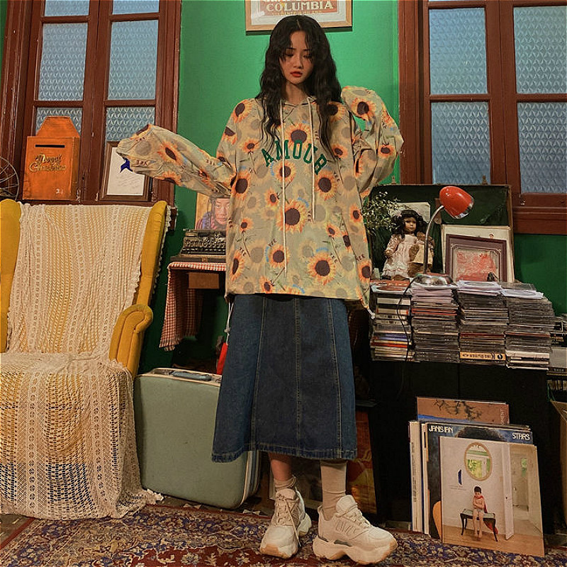 Women's Vintage Loose Mid Length Skirt