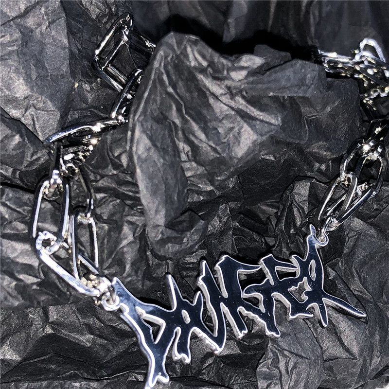 Women's Fashion Titanium Steel Letter Pendant Necklace