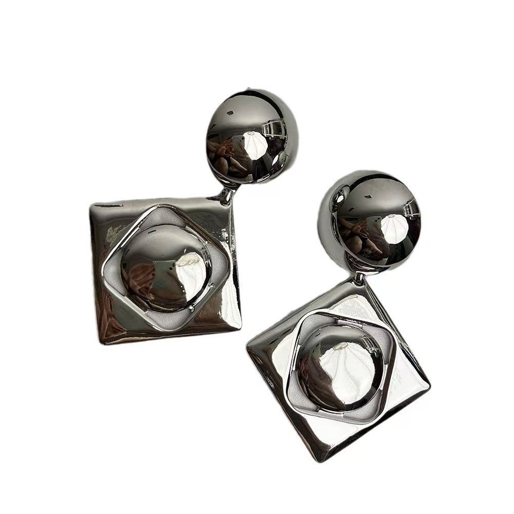 Long Geometric Rhombus Dangle Earrings, Bold Unique Jewelry For Women