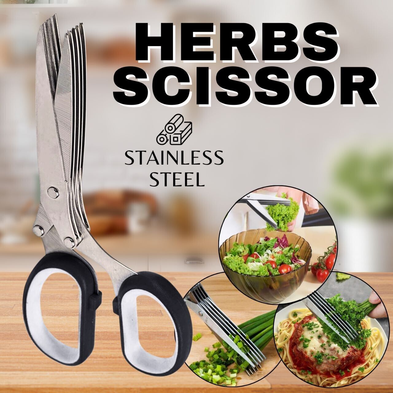 Multi-blade Stainless Steel Herb Scissors. we ship only inside the US, USPS First Class Package 2 Day Handling , 2-5 Day Shipping. Herb Cutter Scissors 5 Blade Scissors Kitchen Multipurpose Cutting Shear with 5 Stainless Steel Blades & Safety Cover & Clea