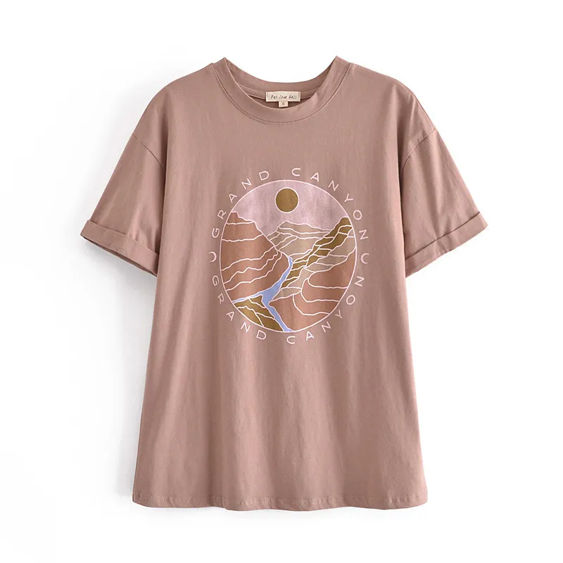European And American Retro Bohemian Print T-shirt Women's Round Neck Pullover - Red