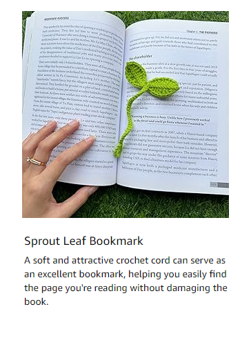 Cute Knitted Crochet Leaf Sprout,Lucky Handmade Multi-Functional Crochet Accessories, Ideal Bookmark For Bookworms, Funny Unique Headphone Cable Tie Gifts Accessory And Cable Tie