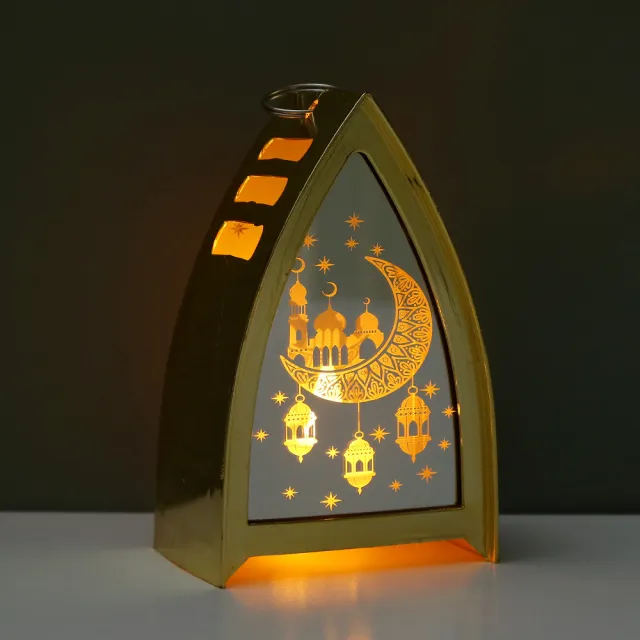 LED Illuminated Arab Lanterns For Middle Eastern Holiday Electronic Candle Decorations Gold - Shop at LoveMi