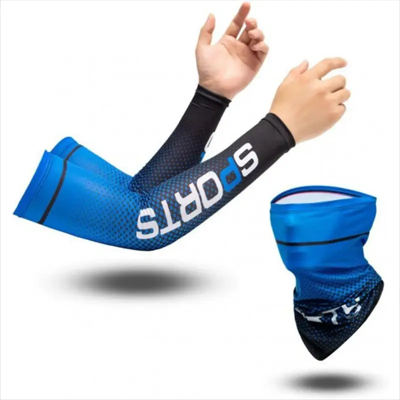 1 Set UV Resistant Ice Silk Cooling Sleeves And Face Mask Scarf