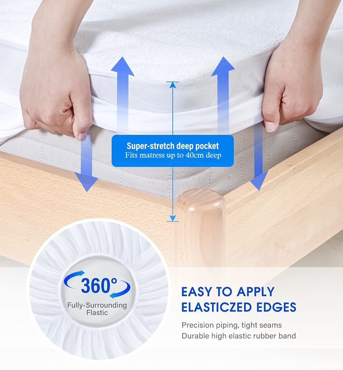 Terry Cotton Fitted Mattress Protector Waterproof Queen Single Double King