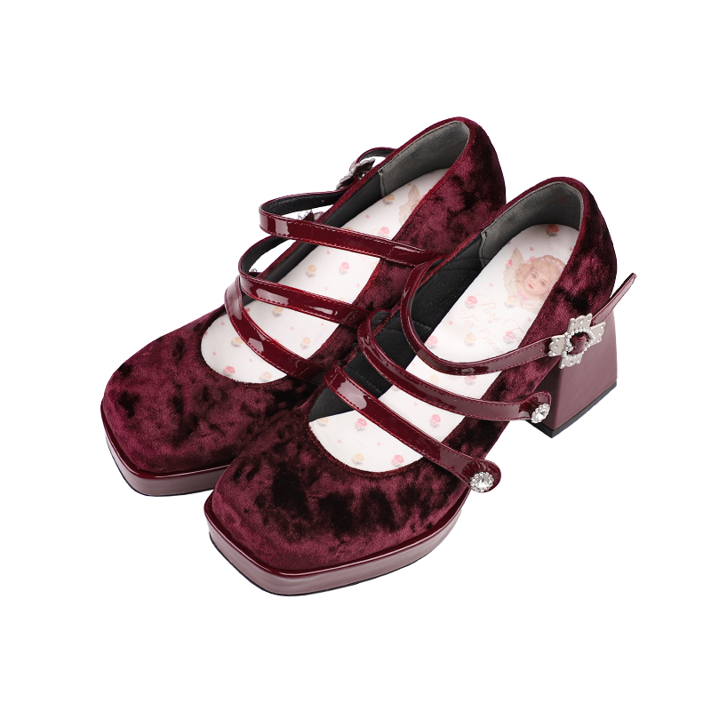 Velvet Edition Original Pearl Bow Three Buckles