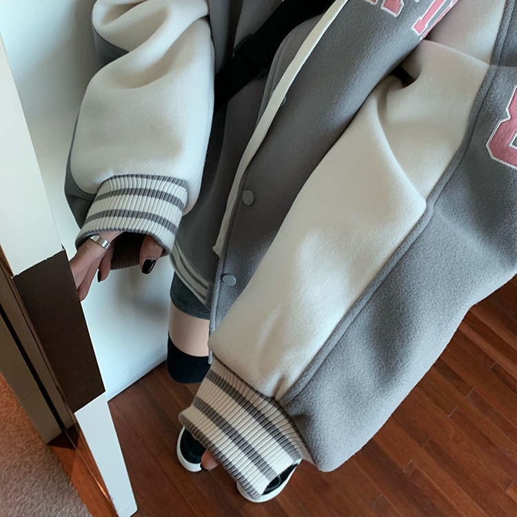 Winter Padded Thickened Cardigan Sweater Baseball Suit Jacket Femalet Korean