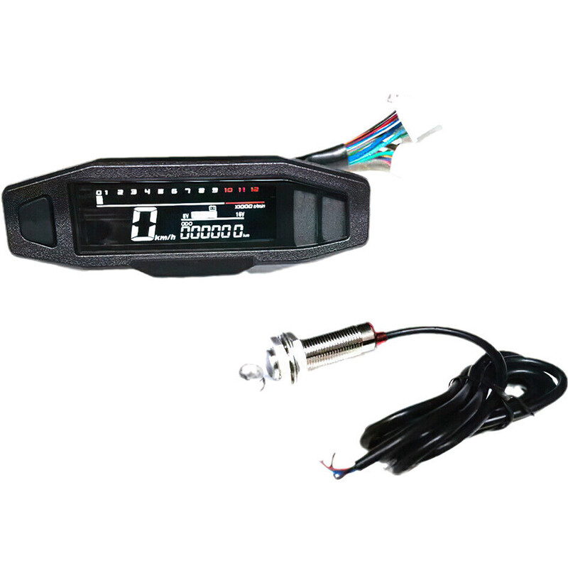 Universal Motorcycle LCD Digital Speedometer Odometer Tachometer Gauge Sensor UK — image 7