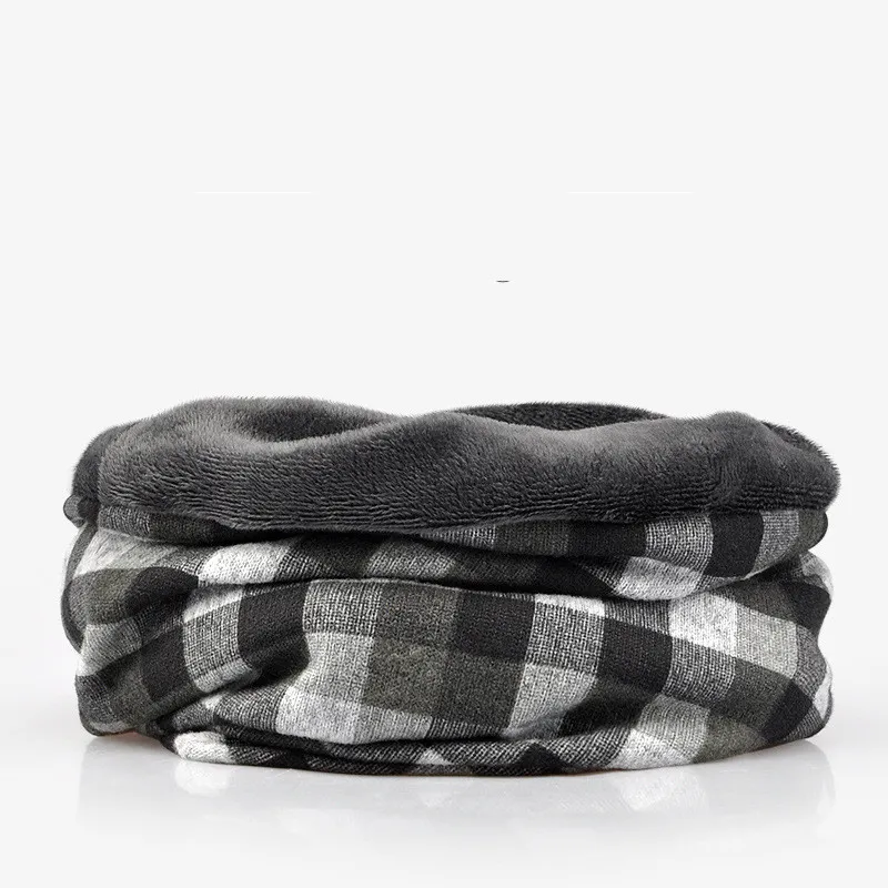 Pullover Cap And Bib Dual-use Small Lattice Fashion Knitting - Grey And Black Grid