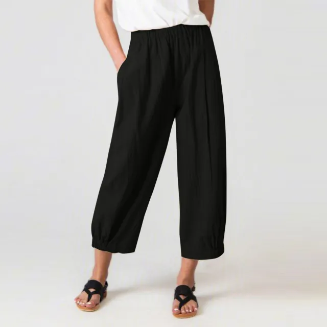 Loose Harlan Pants High Waist Cotton And Linen Pants Black - Shop at LoveMi