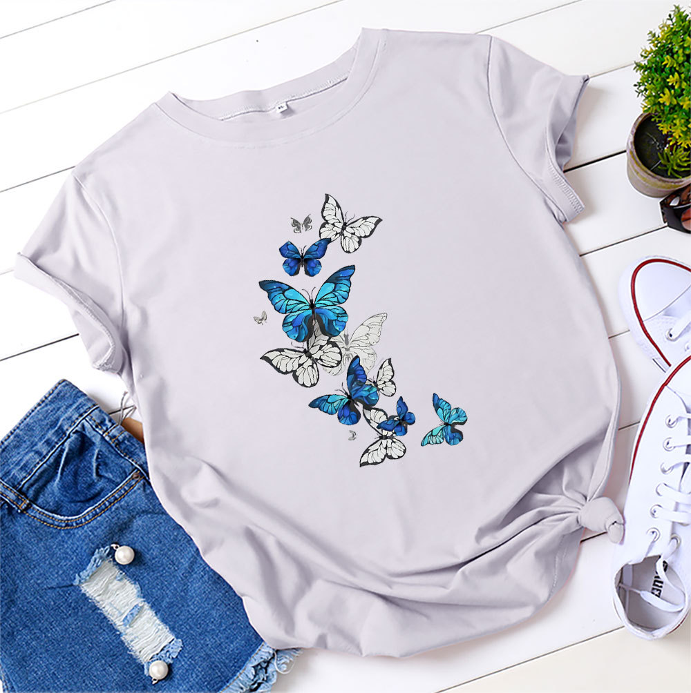 Title 12, Womens fashion flying butterfly print cotton r...