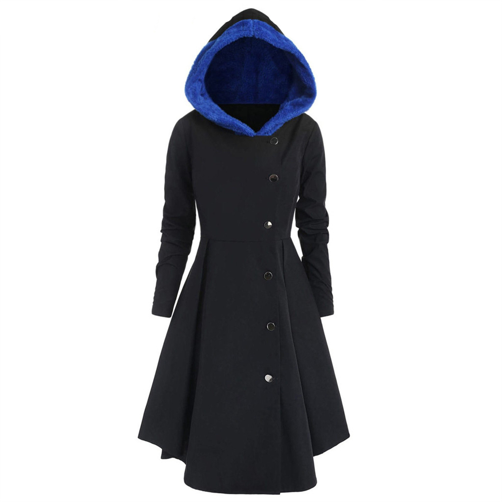 Bombshell Christmas Trench Women's Long Hooded Coat Woman Blue - Shop at LoveMi