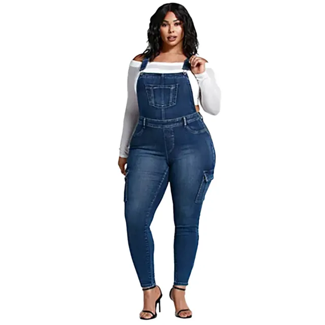 Women's Popular Plus Size Denim Overalls Blue - Shop at LoveMi