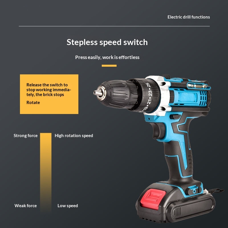 Household Rechargeable Brushed Electric Wrench, Household Lithium Battery Electric Drill, Export Model Impact Drill, Electric Tool — foto 8