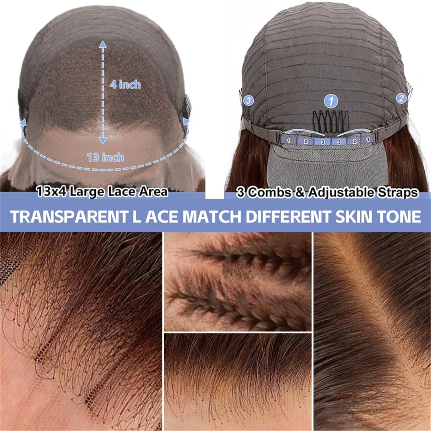 13x4 Lace Frontal Human Hair Wig Brown Body Wave Density_voghion.com