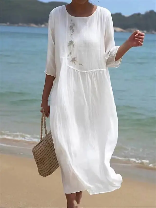 Women's Casual Dress Printed Round Neck Fashion