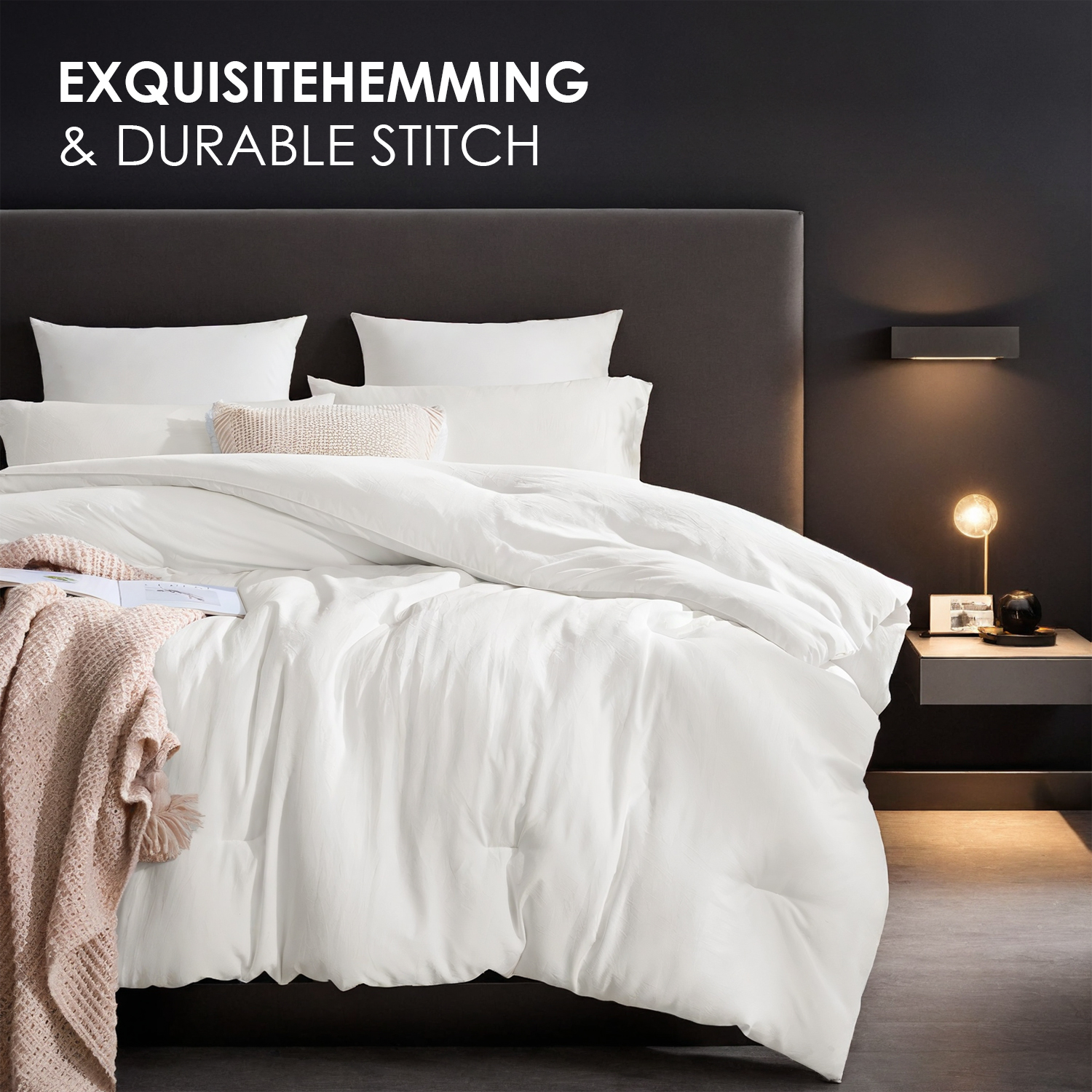 All Season White Oversized Solid Plump Duvet, Premium Hotel, Bedroom And Guesthouse Comforter. This Extra Warm Thick Winter Quilt Transitions Seamlessly For Spring, Autumn Use, Christmas Gift. — view 3