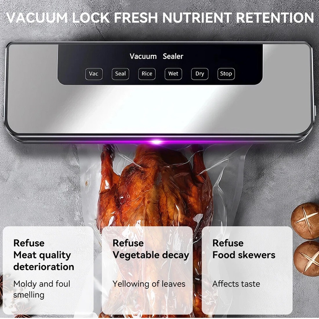 Electric Food Vacuum Sealer Automatic Dry Wet Sealing Packaging Machine 40 Bags — image 4