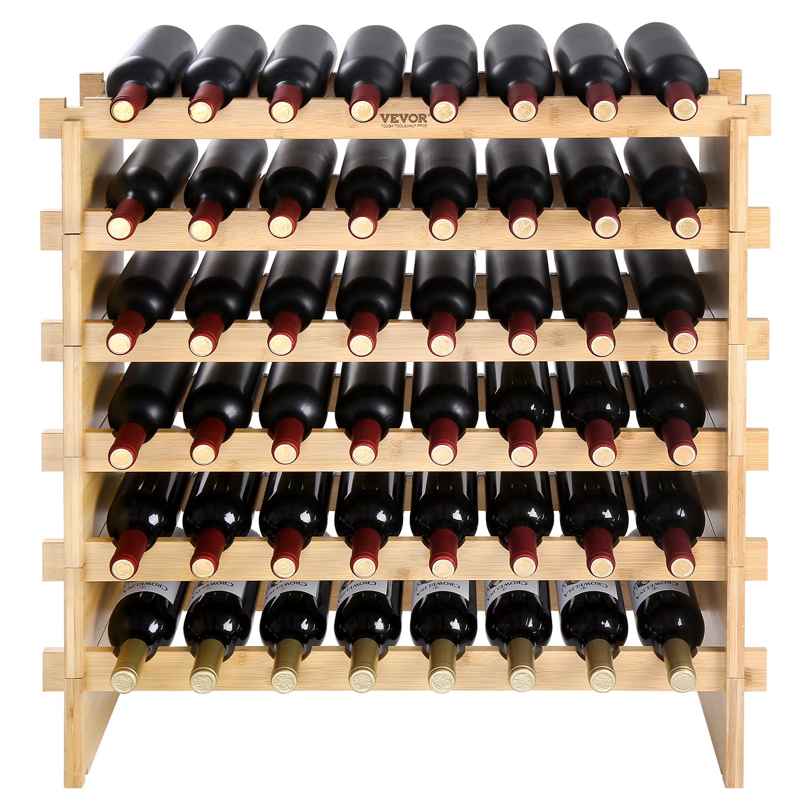 VEVOR 48 Bottle Stackable Modular Wine Rack Bamboo Wood Display Shelf 6-Tier image 5