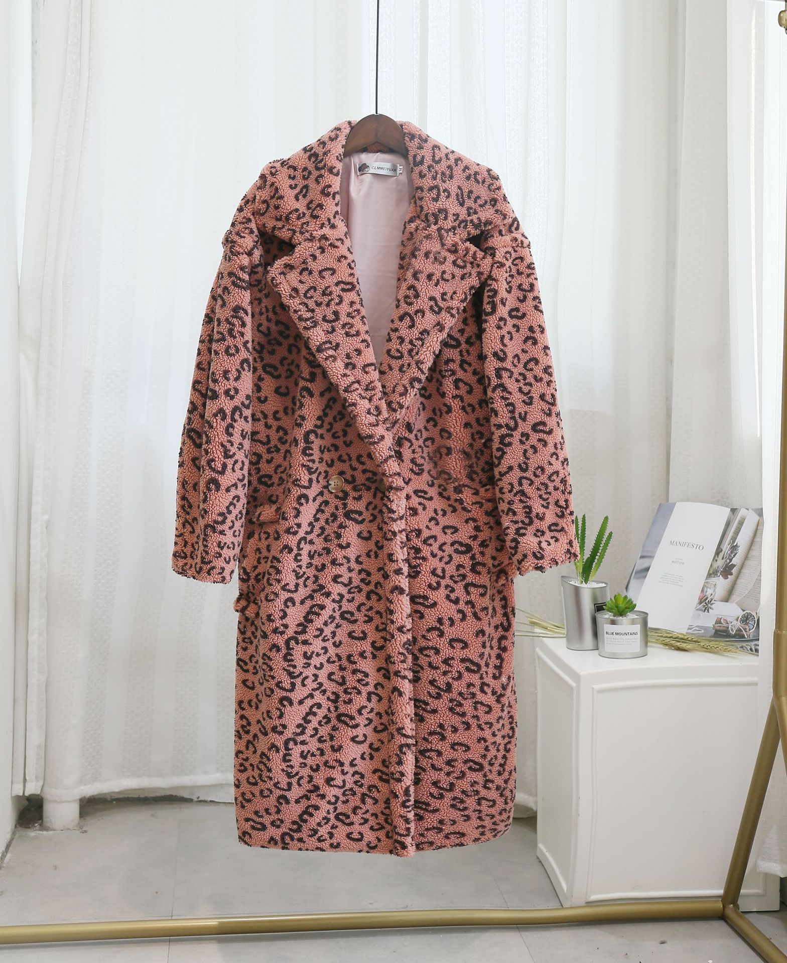 Overcoat Sheep Sheared Fur Loose Jacket Pink - Shop at LoveMi