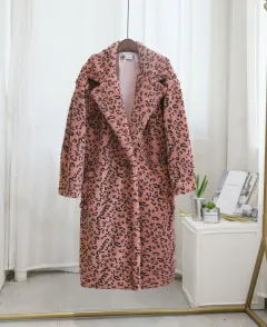 Overcoat Sheep Sheared Fur Loose Jacket - Pink - View 1