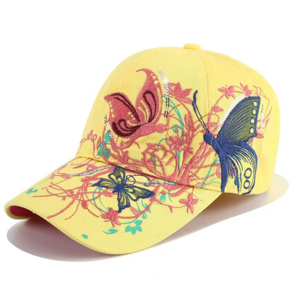 Summer Women's Embroidered Flower And Butterfly Sequin Fashion Trend Sun Hat For Outdoor Outings, Summer Shopping, Vacation - Versatile Hat