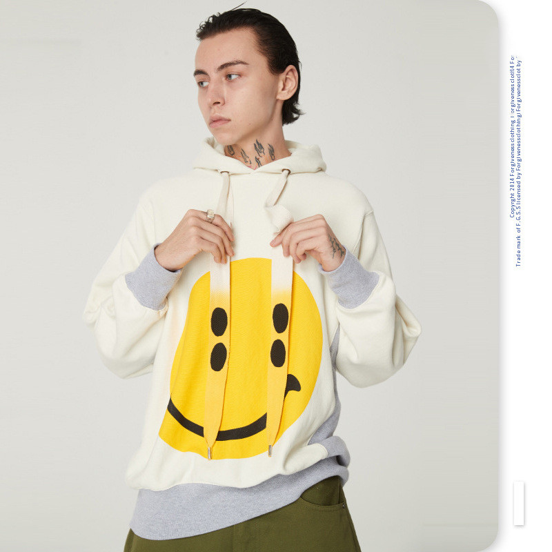 Title 3, Retro smiley drawstring hooded casual sweater