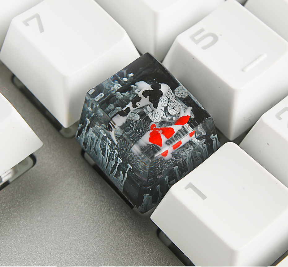 Scenery Koi Backspace Resin Keycaps For Cherry Mx Switch
