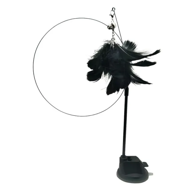 Epoxy Sucker Steel Wire Long Brush Holder Feather Cat Teaser Black - Shop at LoveMi