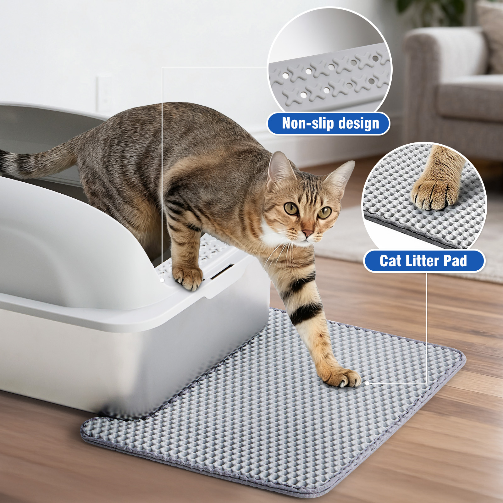 Stainless Steel Cat Litter Box With Lid, Large Cat Litter Box For Big Cats, Scoop And Mat Included image 12